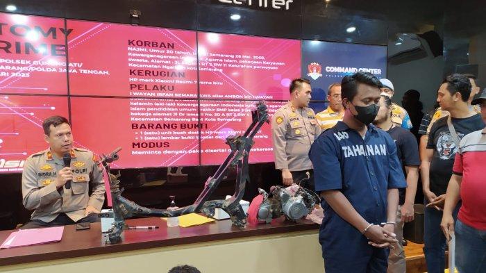 I Wayan Irfan alias Ambon warga Bongsari, Semarang Barat tersangka pencurian HP dan uang berhadil ditangkap kepolisian (Foto: TribunJateng.com)