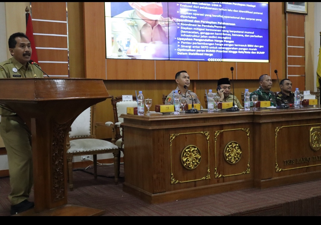 High Level Meeting Koordinasi Kesiapsiagaan Menghadapi Ramadan dan Idul Fitri 144 Hijriyah di Gedung Shima Jepara, Senin (20/3/2022) siang. Salah satu poin pembahasan adalah jumlah angkutan umum yang akan disiagakan untuk menyambut mudik lebaran (Foto: Istimewa)