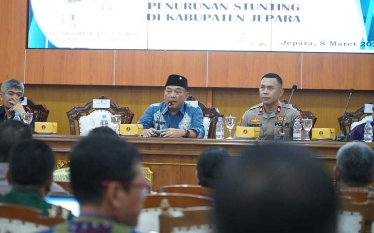 Pj Bupati Jepara Edy pada Rabu (8/3/2023) pada acara “Rembuk Stunting” untuk penanganan stunting di Jepara (Diskominfo Jepara)