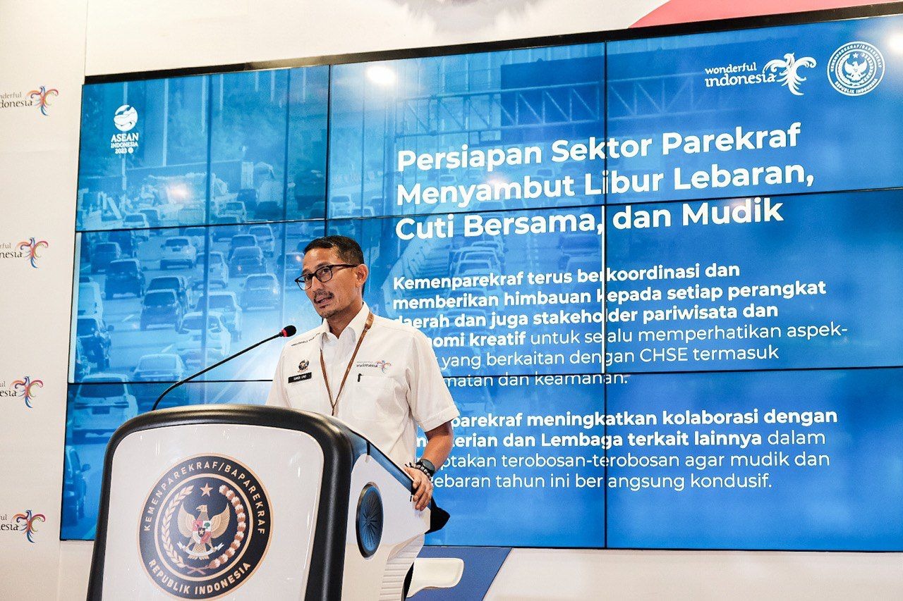 Menparekraf Sandiaga Salahudin Uno menyampaikan perputaran ekonomi di masa mudik dan libur lebaran 2023 akan meningkat 2 kali lipat (Foto: Kemenparekraf)