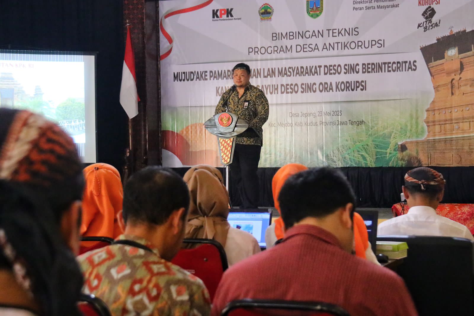 Bimbingan teknis program desa antikorupsi di Desa Jepang, Kudus dengan mengangkat tema Mujud'ake Pamarentahan lan Masyarakat Desa Sing Berinegritas Kanggo Nggayuh Desa Sing Ora Korupsi pada Selasa (23/5)