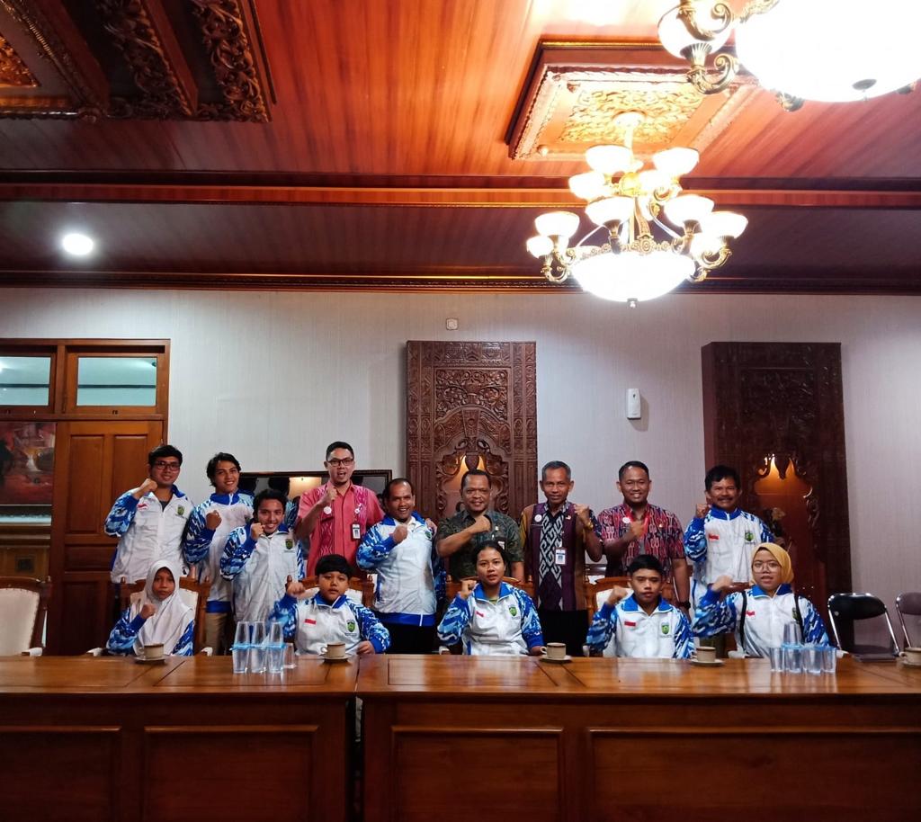 Pelepasan 7 atlet paralimpik delegasi Jepara untuk mengikuti Peparpeda 2023, Selasa (23/5/2023) (Diskominfo Jepara)