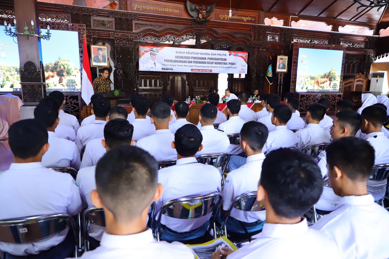 Sosialisasi Pencegahan, Pemberantasan, Penyalahgunaan, dan Peredaran Gelap Narkotika (P4GN) di Pendapa Kabupaten Kudus, Selasa (20/6)