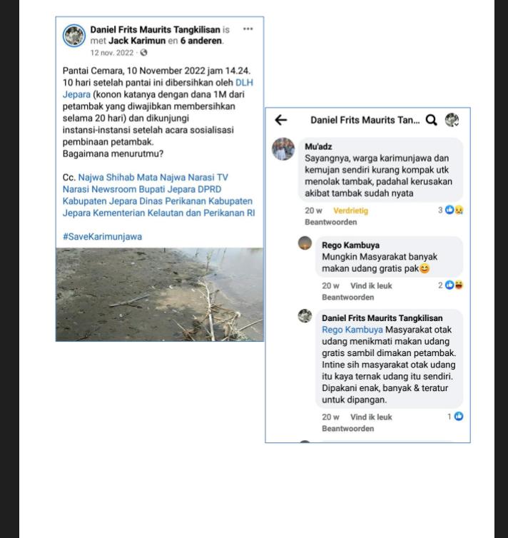 Tangkapan layar status dan komentar dari Daniel (istimewa)