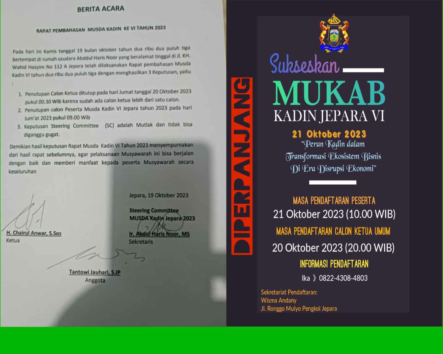 Berita Acara rapat dan pamflate Mukab KADIN Jepara 2023. (istimewa)