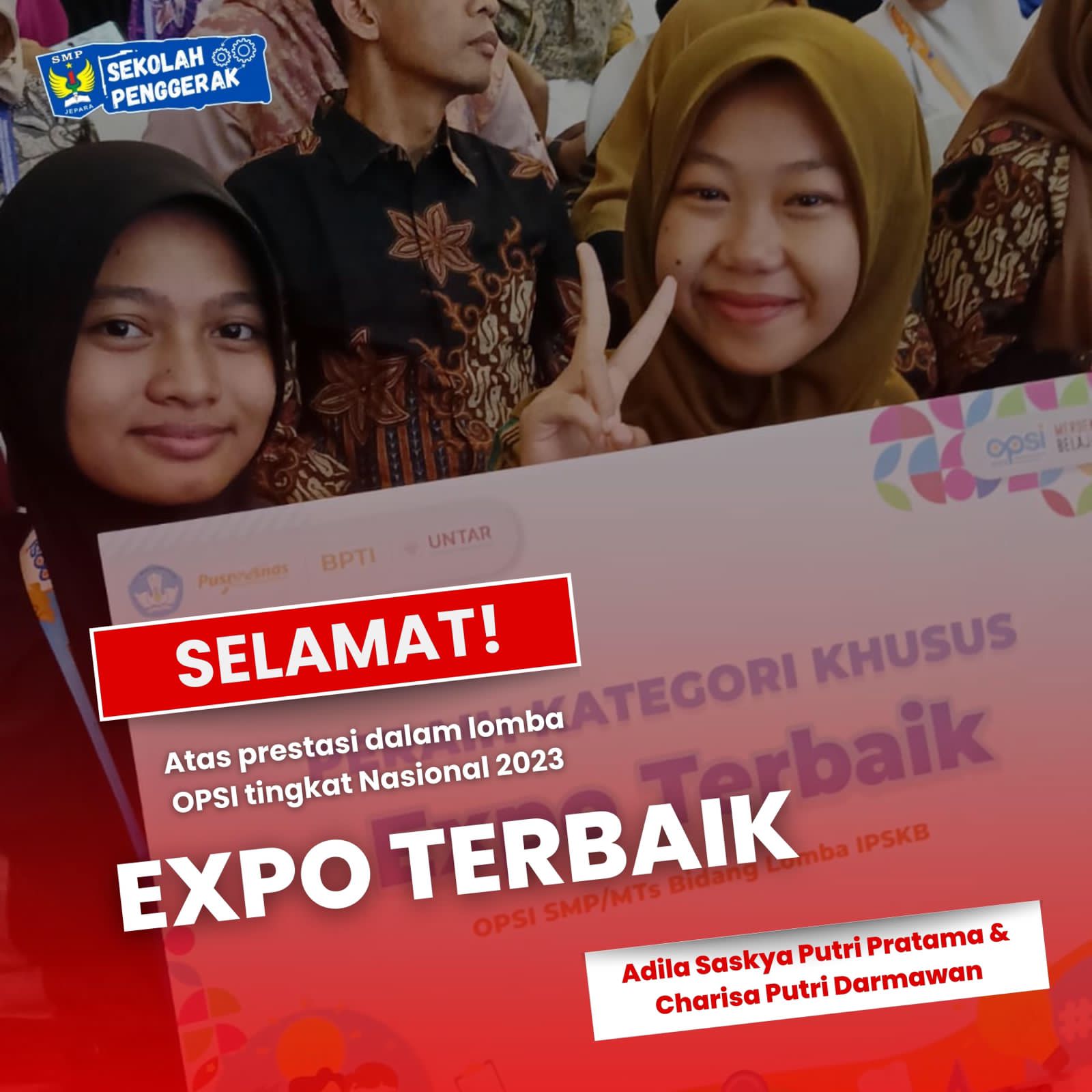 Sheila Anavisa Pawesti dan Altafunnisa Namira Asyari siswa SMP N 1 Jepara berhasil meraih medali perak di ajang Olimpiade Penelitian Siswa Indonesia (OPSI) tingkat nasional yang diselenggarakan 6-11 November 2023, di Menara Peninsula Hotel Jakarta (Istimewa)