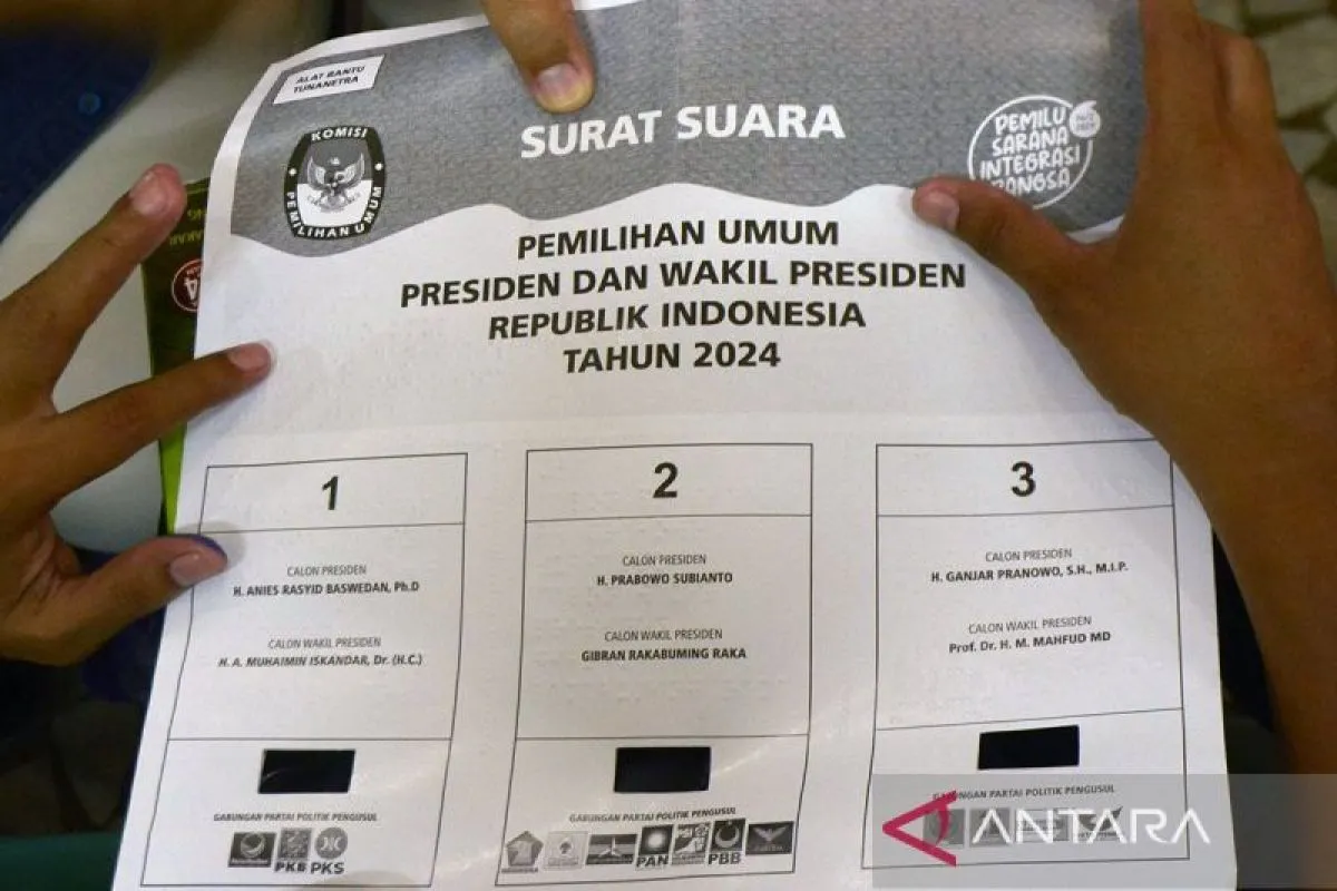 Contoh surat suara braille pada pemilihan presiden 2024 lalu (ANTARA FOTO/Ardiansyah/spt.)