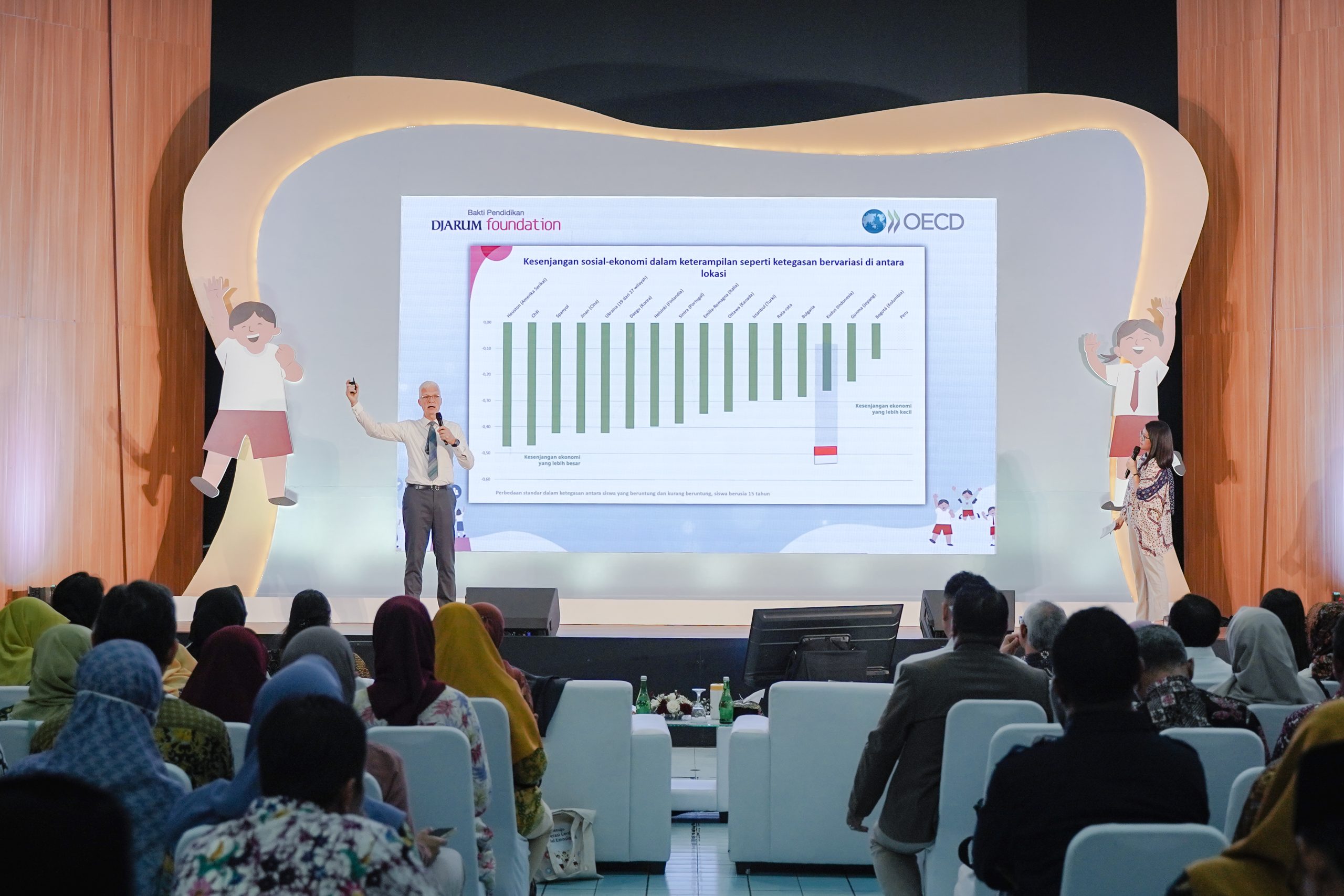 Pemaparan hasil temuan dari survei keterampilan sosial-emosional oleh Direktur Pendidikan dan Keterampilan OECD Andreas Schleicher di SD Masehi Kudus, Sabtu (7/12), yang menekankan pentingnya mengasah keterampilan sosial-emosional pada siswa sebagai bekal untuk menghadapi tantangan masa depan.