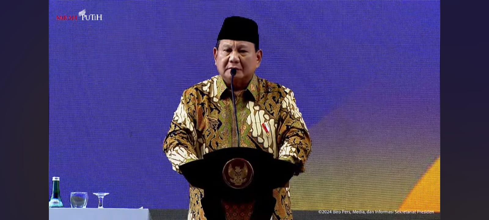 Presiden Prabowo Memberikan Pidato dalam Milad ke-112 Muhammadiyah (foto: tangkapan layar kanal youtube sekretariat presiden)
