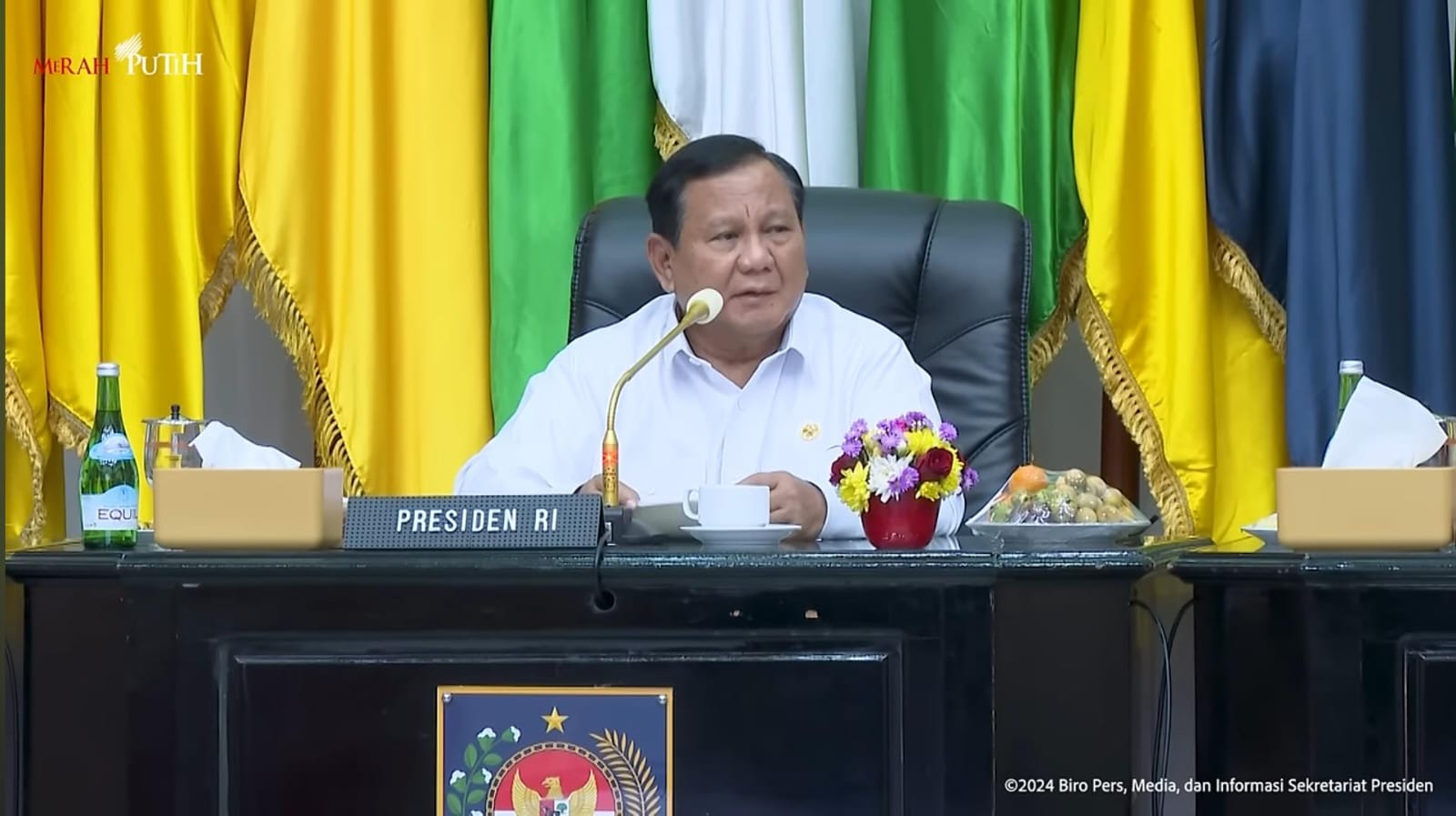 Presiden Prabowo dalam Rapat Koordinasi Pengendalian Inflasi (Foto: Tangkapan layar kanal youtube sekretariat presiden)