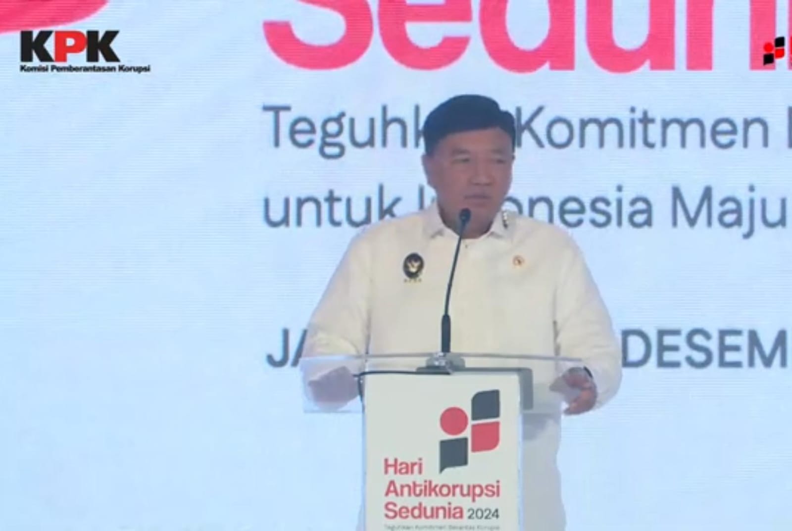 Sambutan Budi Gunawan dalam Pembukaan Peringatan Hari Anti Korupsi Sedunia (HAKORDIA) 2024 (Foto: Tangkapan layar pada kanal youtube KPK RI)