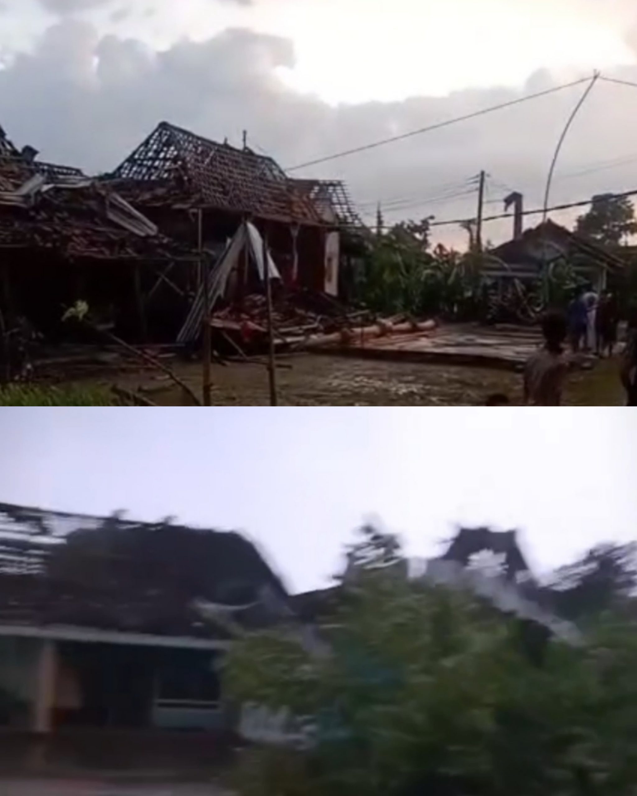 Puluhan rumah rusak dan pohon tumbang usai diterjang puting beliung pada Rabu (23/04/2025)