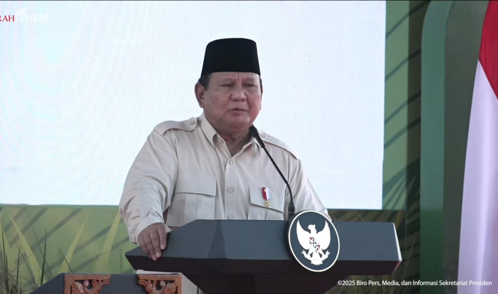 Sambutan Presiden Prabowo Dalam Peluncuran Program Gerakan Indonesia Menanam (Gerina) di Kabupaten Banyuasin, Sumatera Selatan, Rabu 23 April 2025