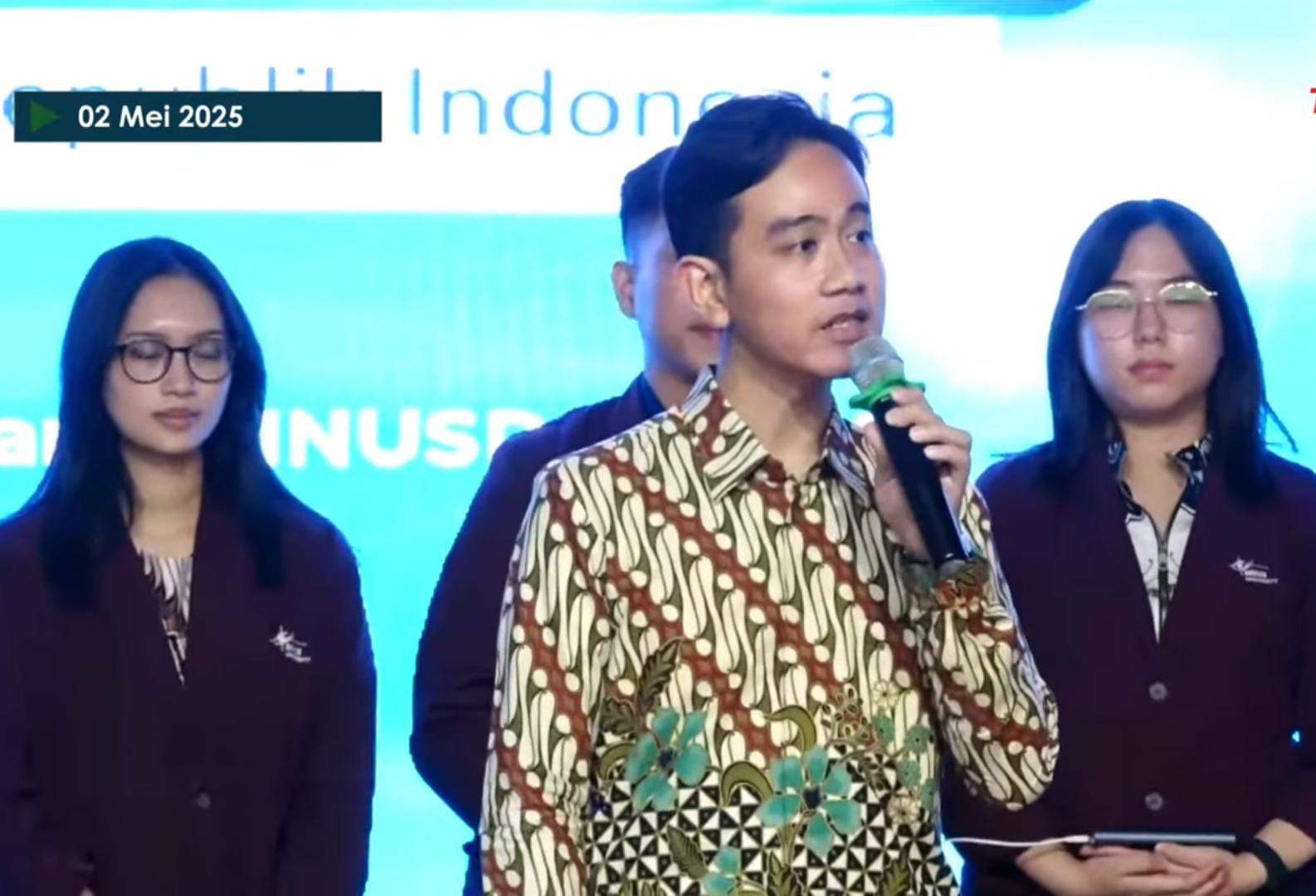 Sambutan Wapres Gibran dalam acara "Creative Job Opportunity with AI" di Binus University pada Jum'at, (02/05/2025).
