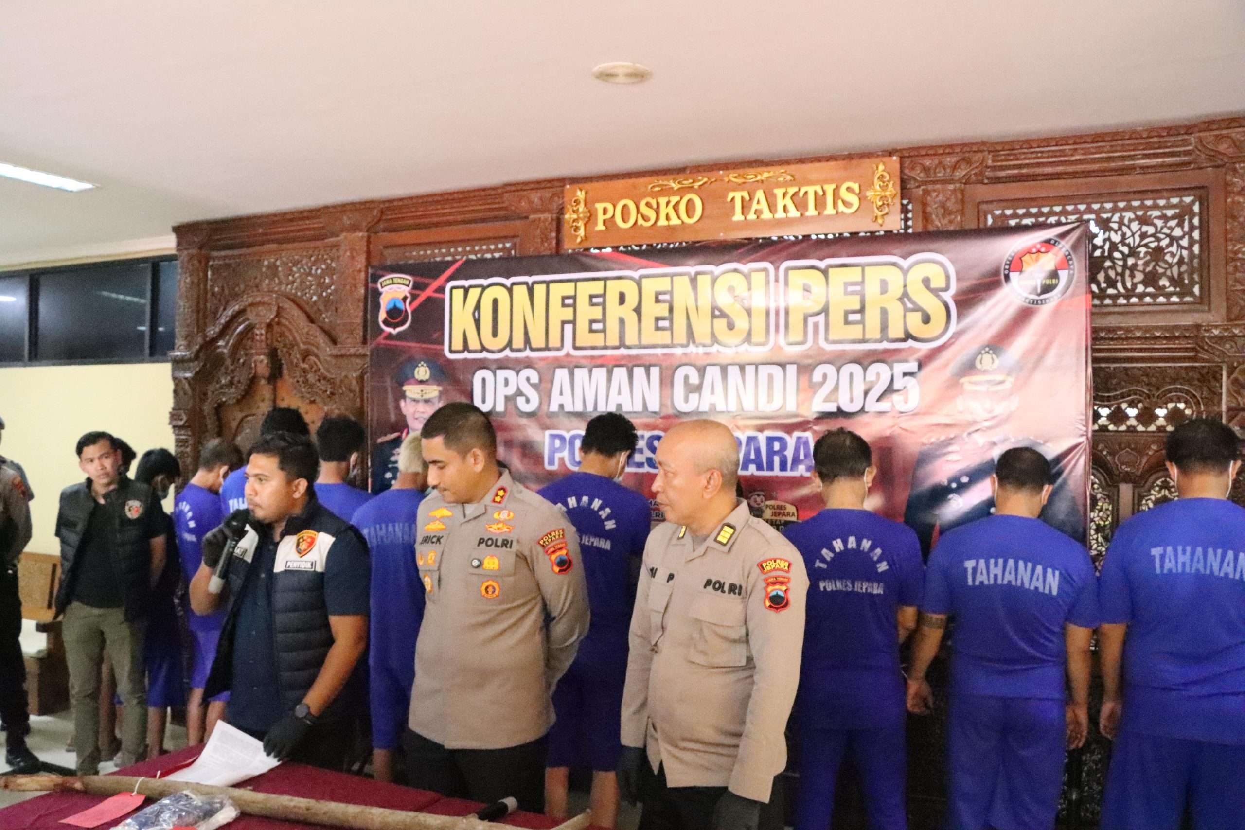 konferensi pers Ops Aman Candi 2025 di Mapolres Jepara, pada Rabu (21/5/2025)