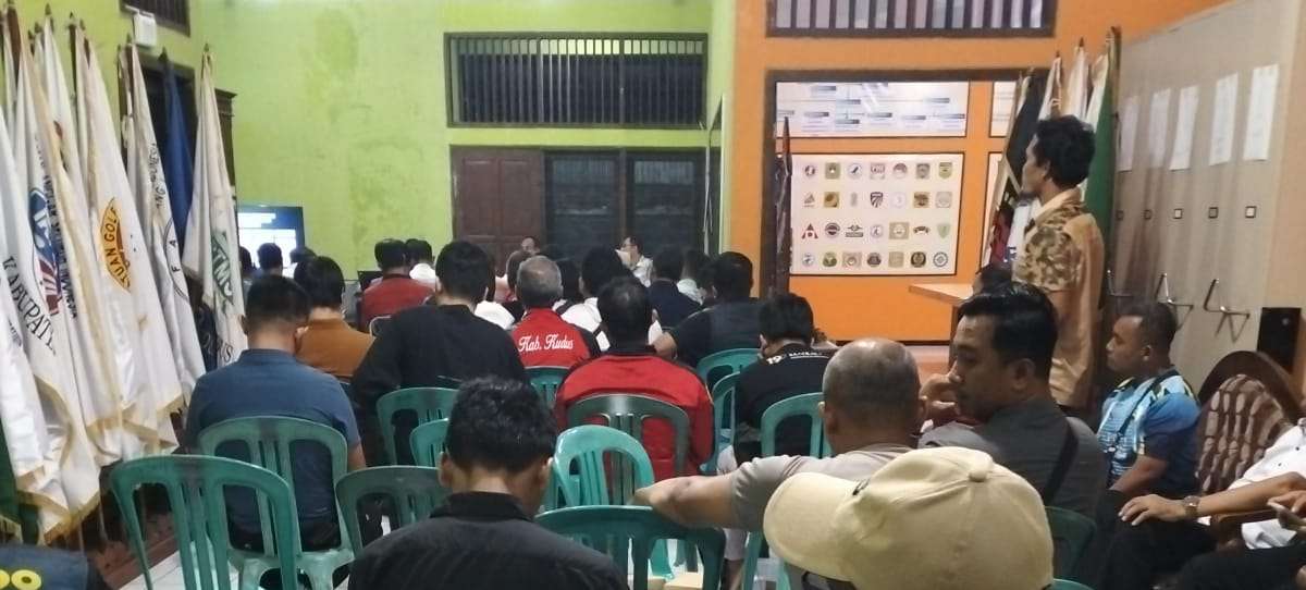rapat koordinasi pra Porprov yang digelar di sekretariat KONI Kudus, Jumat (23/5/2025)