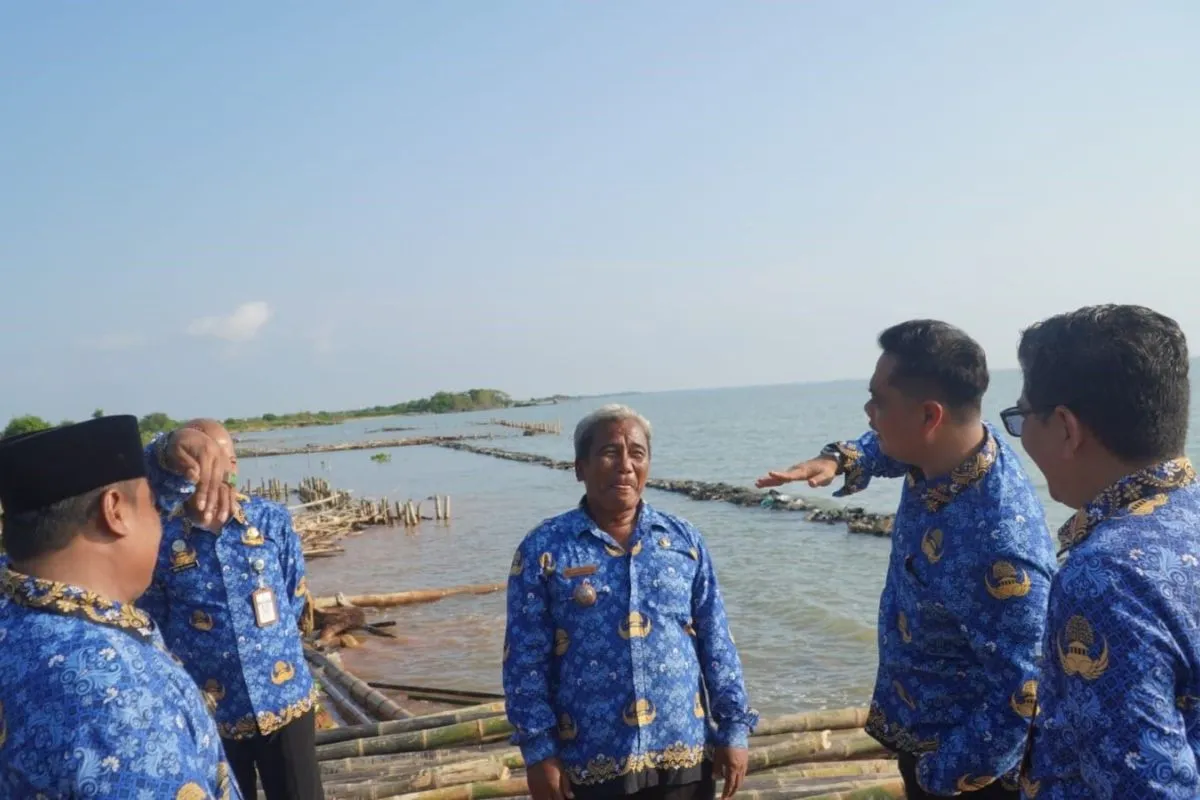 Bupati Jepara Witiarso Utomo saat menyambangi lokasi abrasi, Selasa (17/6/2025). Foto: ANTARA