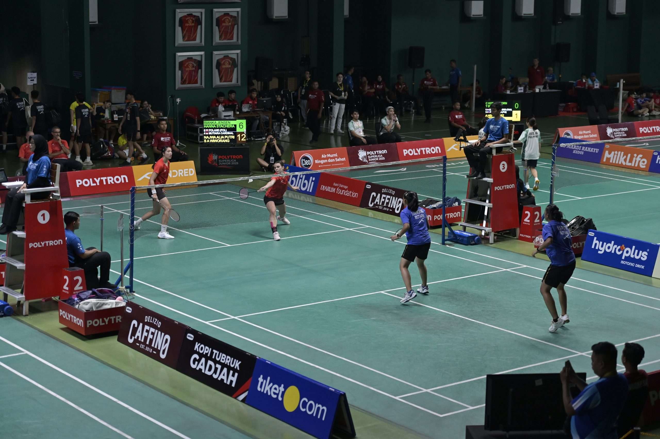 Jalannya pertandingan Polytron Superliga Junior 2025 pada Senin (15/9) di GOR Djarum Kudus