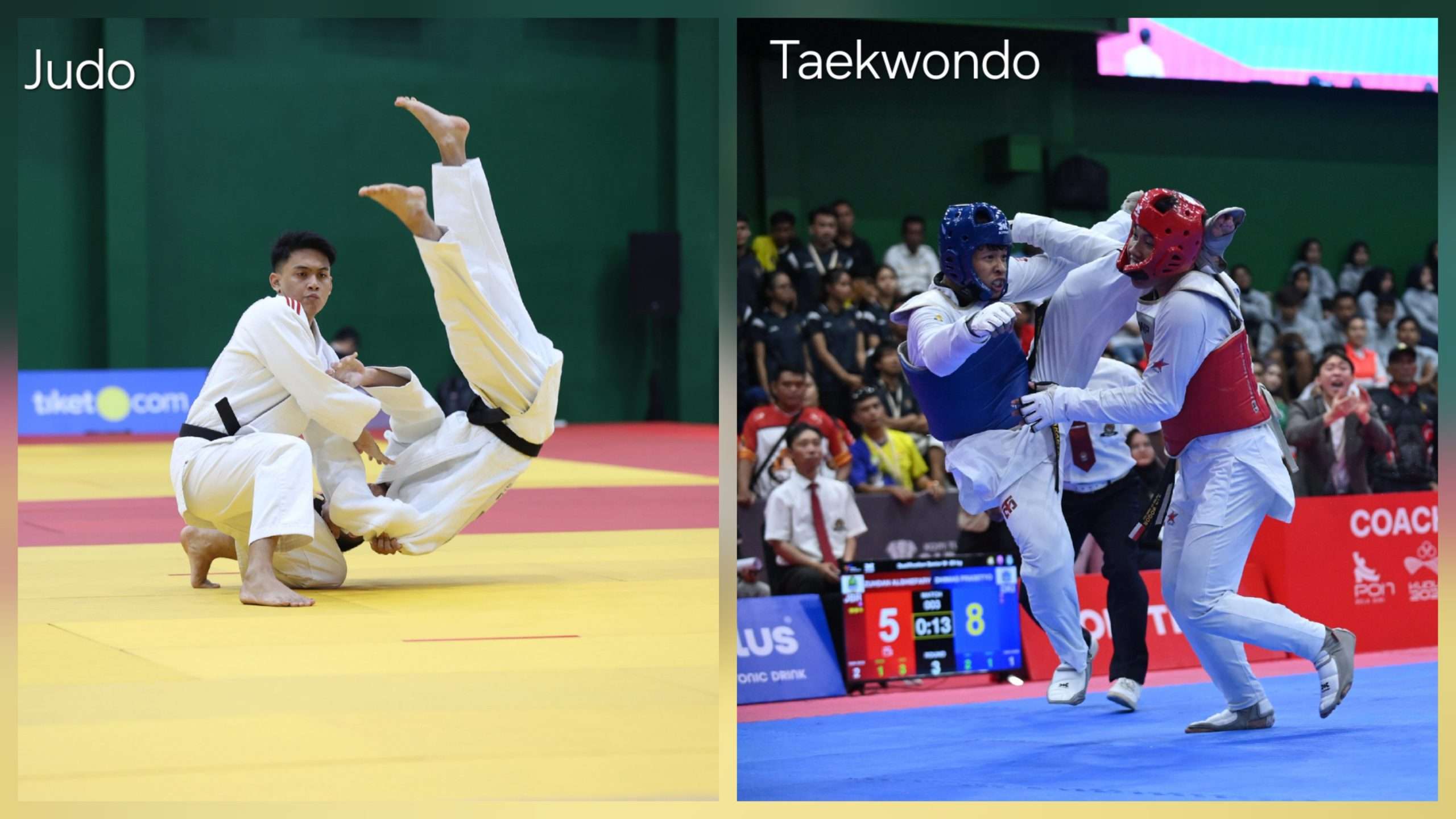 Pertandingan Judo dan Taekwondo yang membuka rangkaian Pekan Olahraga Nasional (PON) Bela Diri Kudus 2025 di Djarum Arena, Kaliputu, Kudus pada Minggu (12/10) pagi
